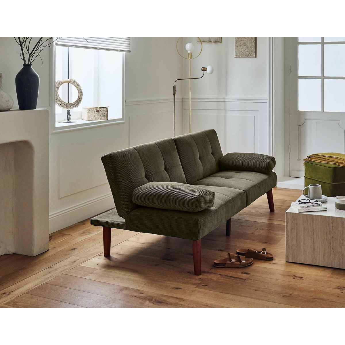 BEST MOBILIER Philae - canapé convertible clic-clac 2 places - velours côtelé