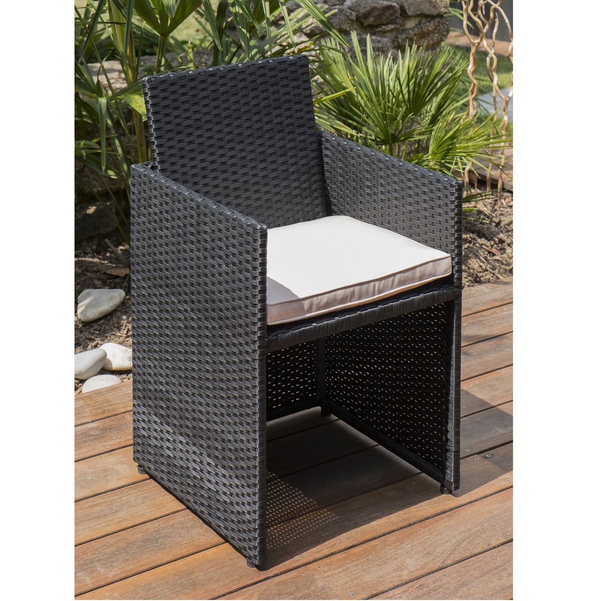 DCB GARDEN Salon de jardin 4 personnes aluminium noir MIAMI 