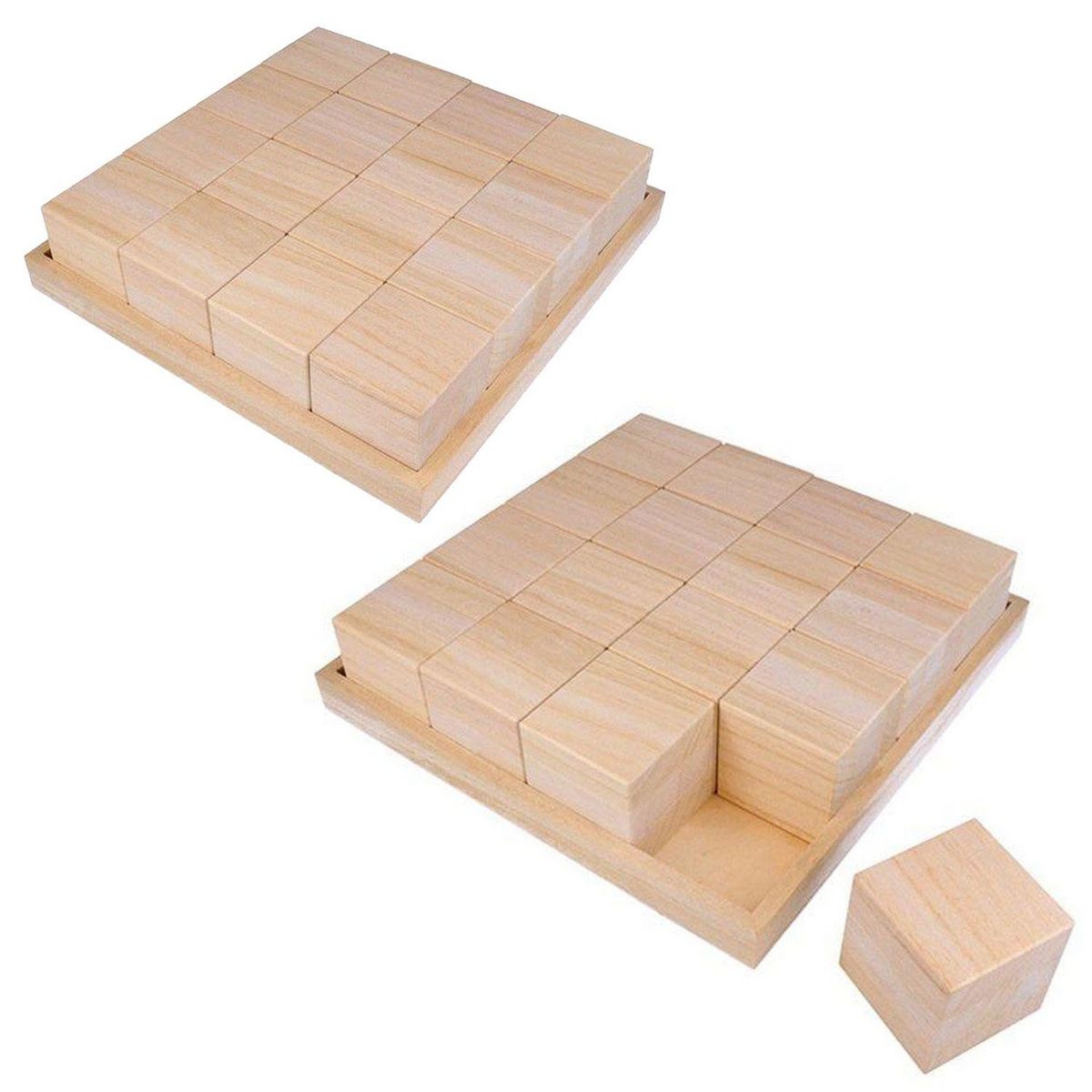 Artemio 2 plateaux et 32 cubes en bois - 26,5 x 26,5 x 6,5 cm