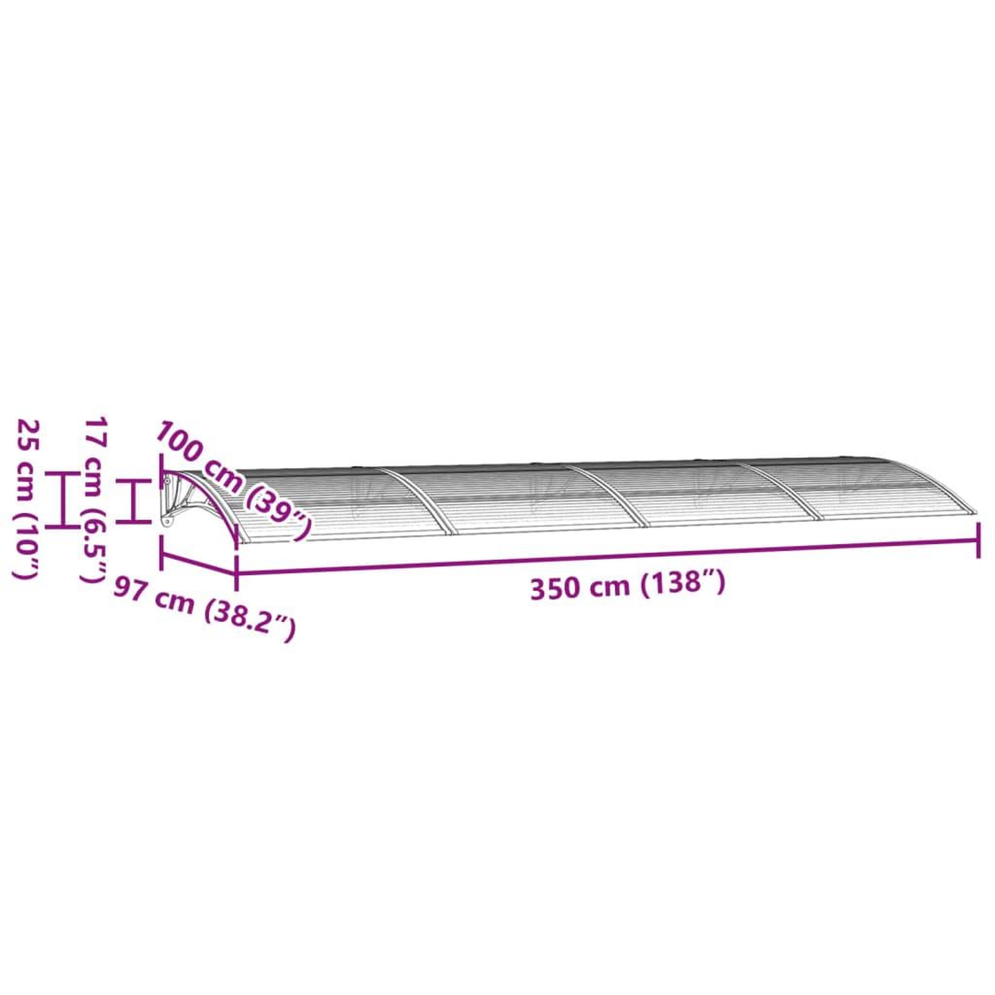 Voir la diapositive 6 : VIDAXL Auvent de porte Noir 350x100 cm Polycarbonate