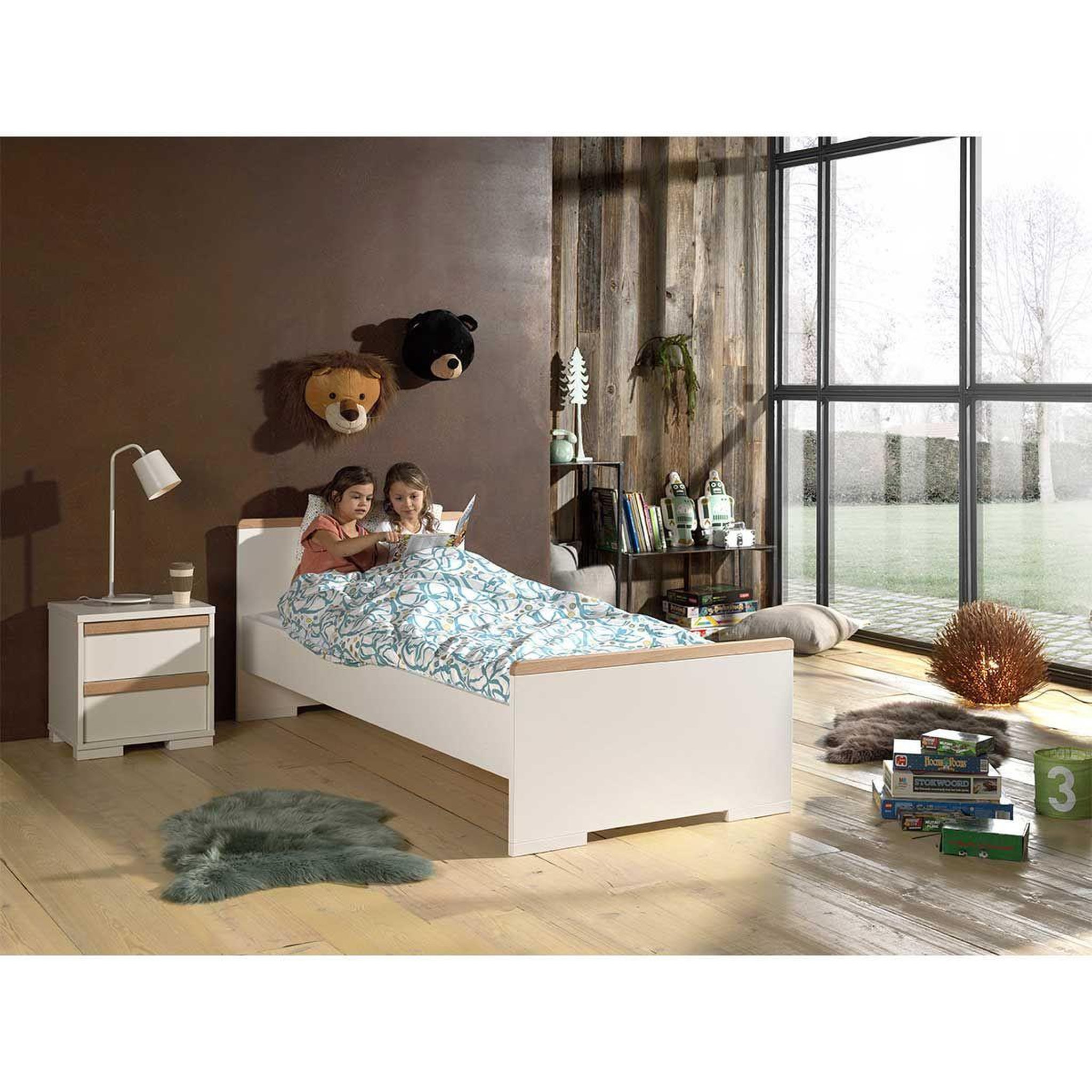 Voir la diapositive 2 : Paris Prix Pack - lit enfant & chevet  london  90x200cm blanc