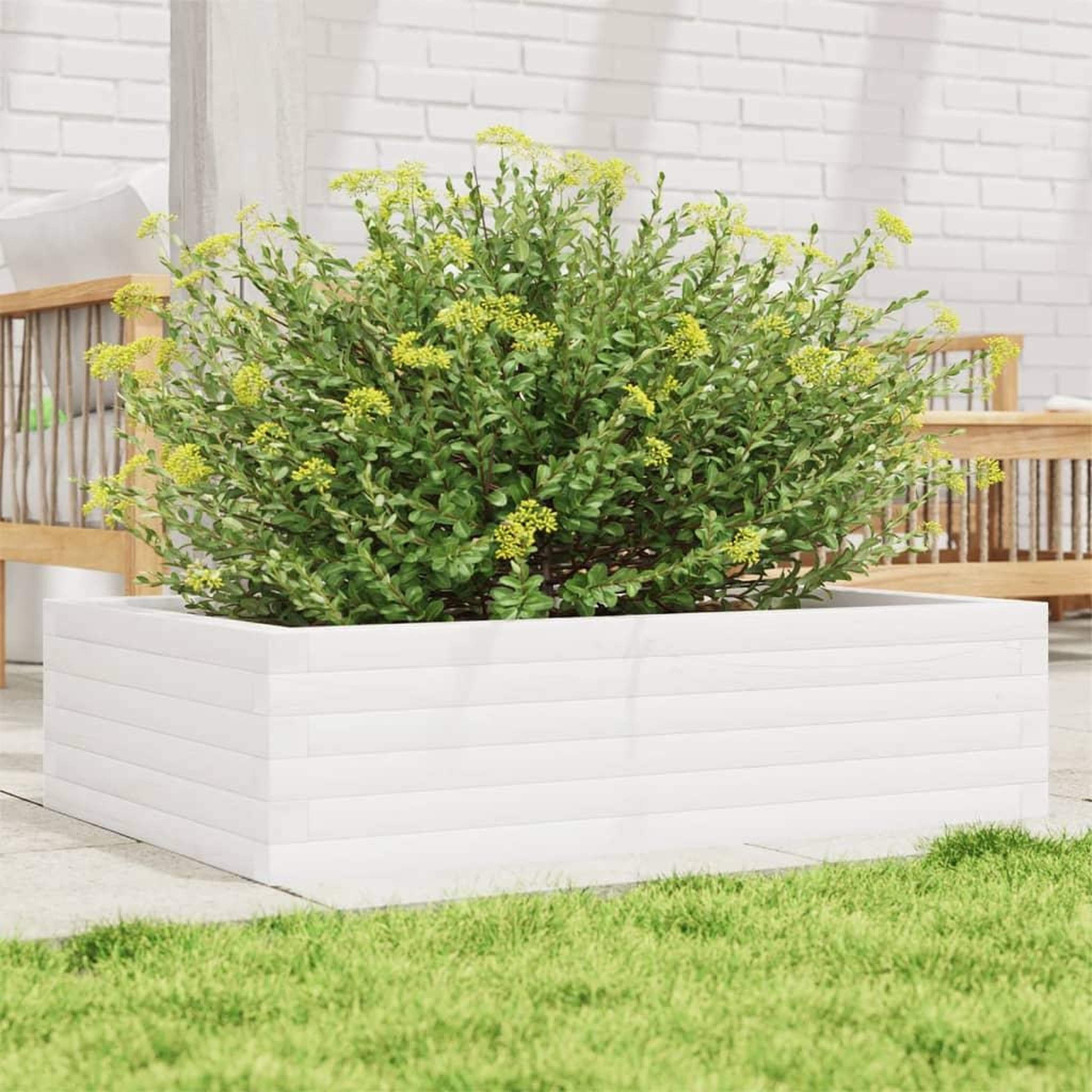 VIDAXL Jardiniere blanc 90x60x23 cm bois de pin massif