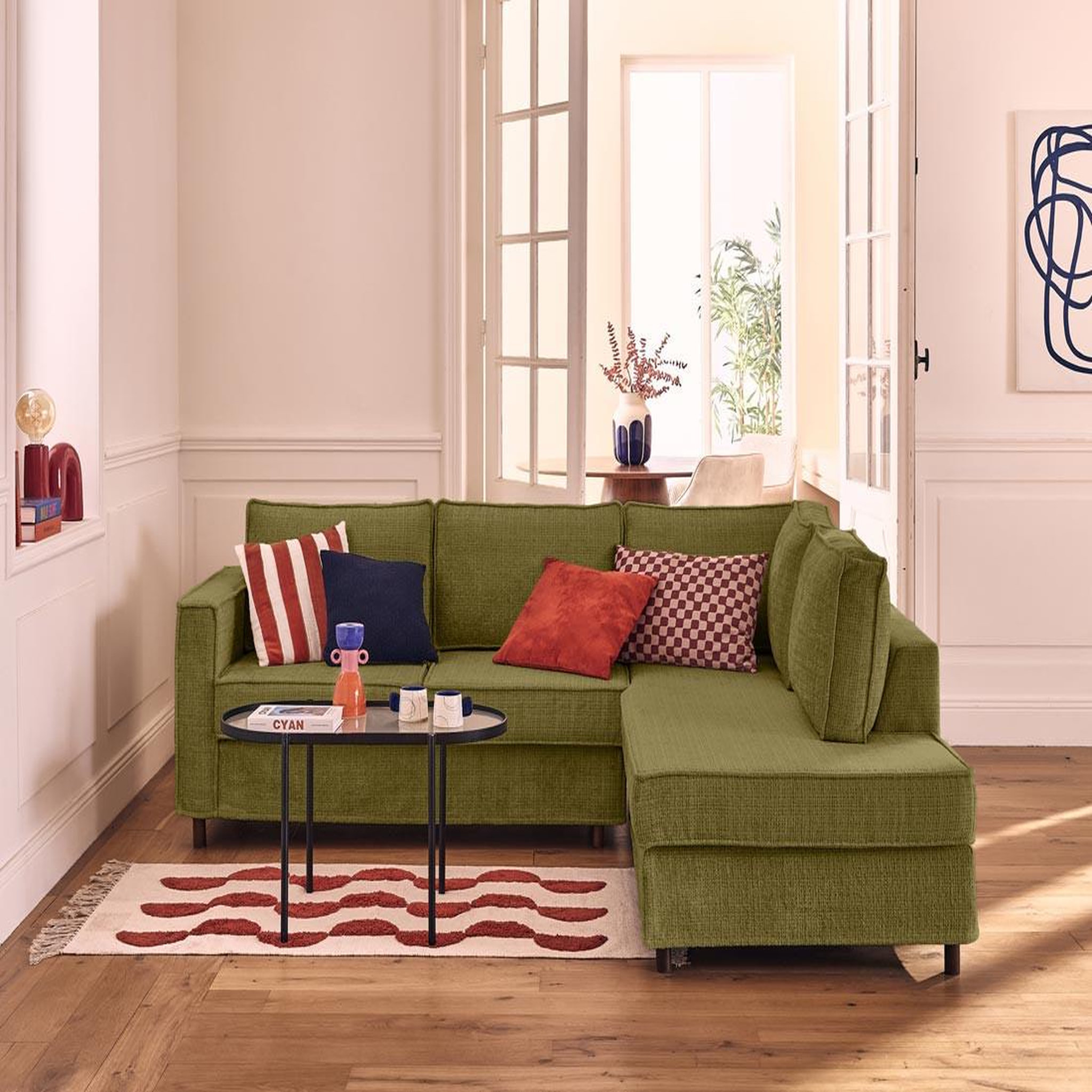 Voir la diapositive 1 : LISA DESIGN Jake - canapé déhoussable d'angle droit 5 places en velours texturé