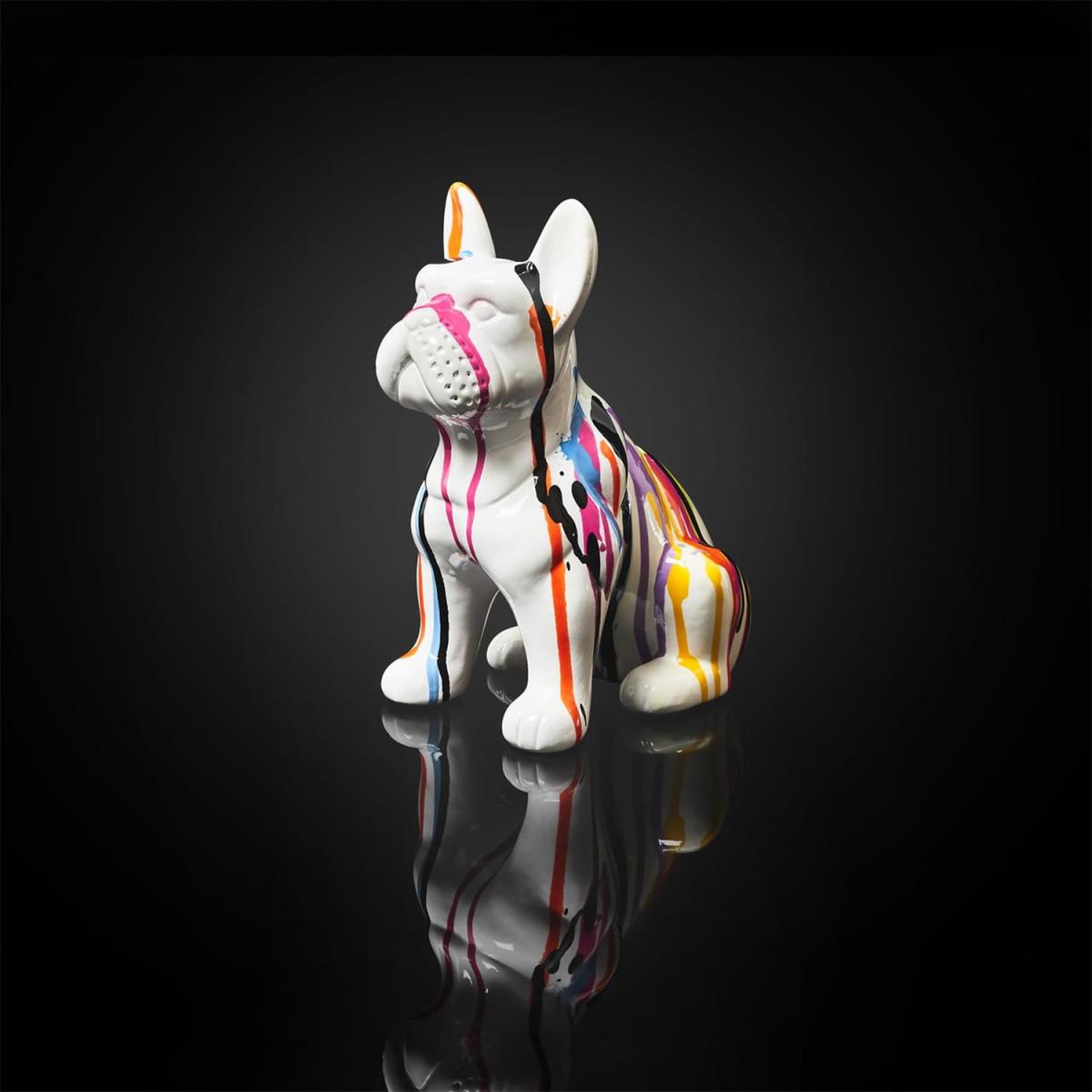 Voir la diapositive 5 : The Home Deco Factory Statuette déco  bulldog coulures  20cm multicolore