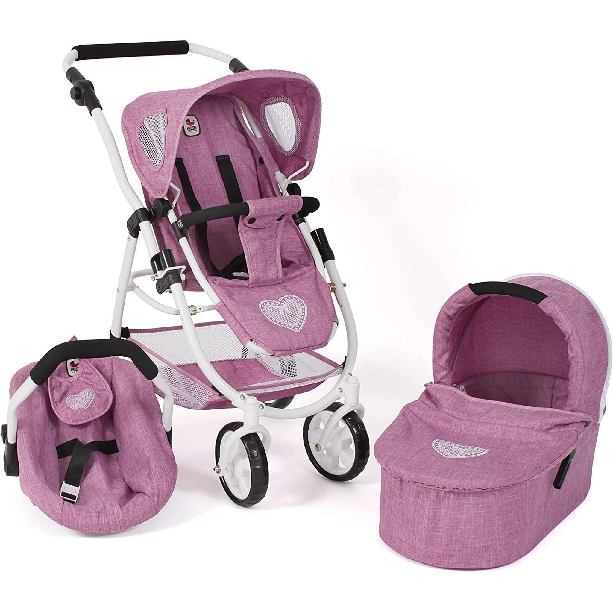 BAYER CHIC 2000 Poussette pour poupées 3 en 1 EMOTION jean rose