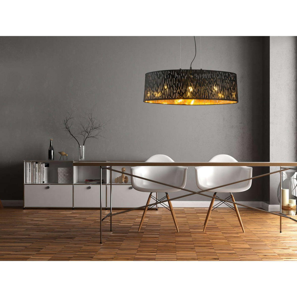 GLOBO Suspension en velours design Tuxon - L. 65 x H. 140 cm - Noir