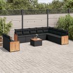 VIDAXL Salon de jardin 11 pcs avec coussins noir resine tressee