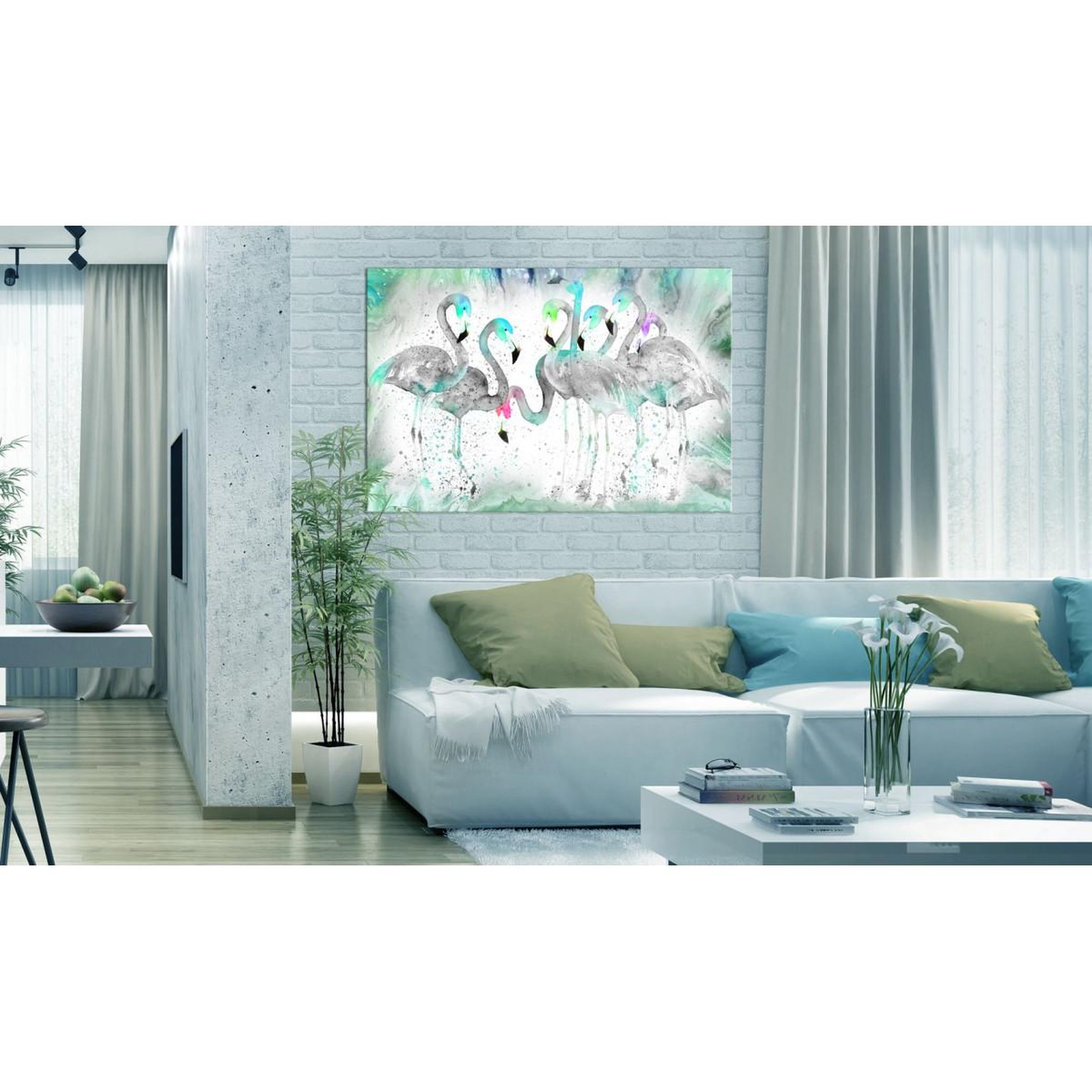 Voir la diapositive 2 : Paris Prix Tableau Imprimé  Turquoise Flamingoes