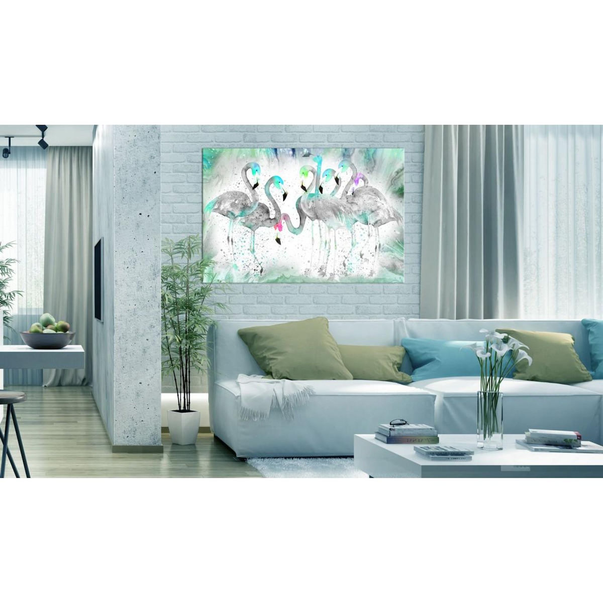 Paris Prix Tableau Imprimé  Turquoise Flamingoes