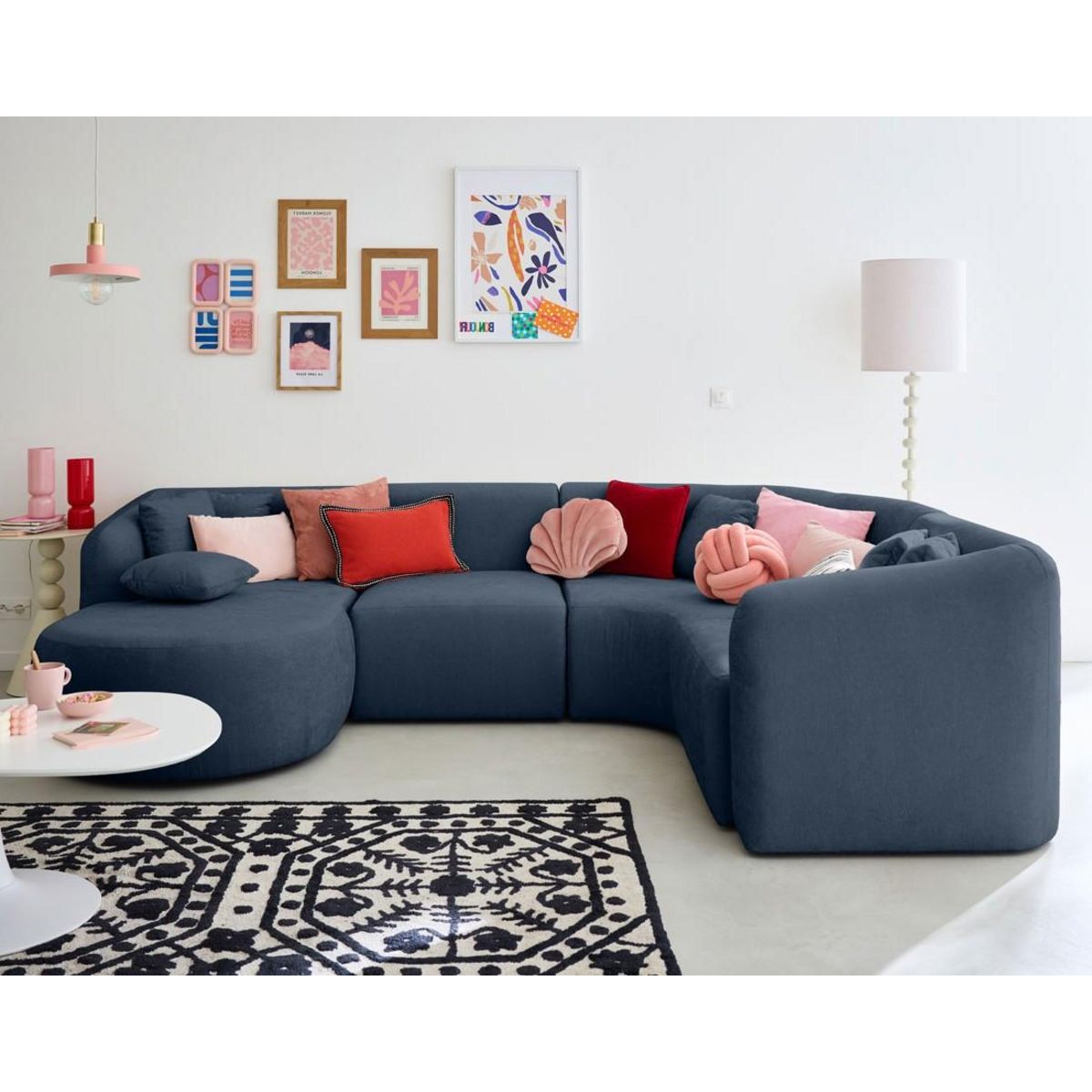 LISA DESIGN Ikare - canapé modulable d'angle gauche - 5 places - avec méridienne - en tissu