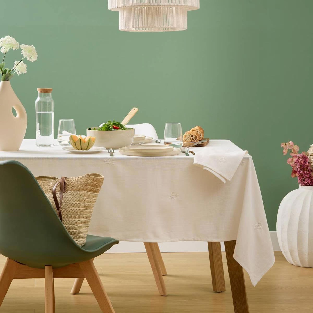 ATMOSPHERA Nappe Brodé en Coton  Joy  150x250cm Blanc