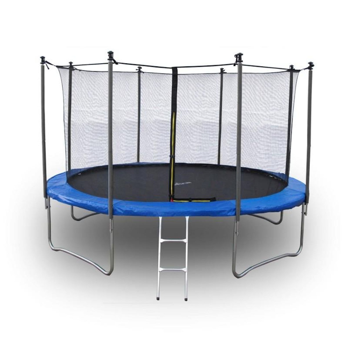 JUMP4FUN Trampoline pour enfant 14Ft ø427cm avec coussin de protection Bleu, Echelle et Filet de sécurité