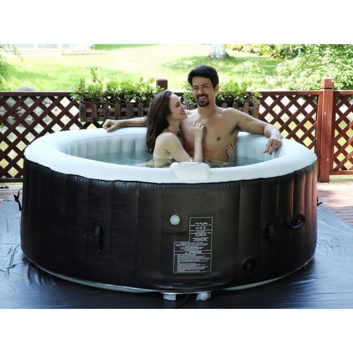 AQUAZENDO Spa gonflable rond Bulles 4 places - AquaZendo