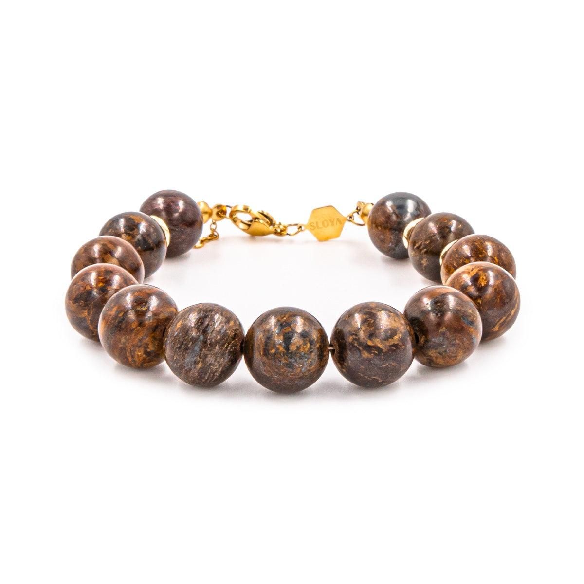 Bracelet Extensible Pierres Naturelles - Bronzite Et Crâne En Turquoise - Neuf Avec Étiquettes