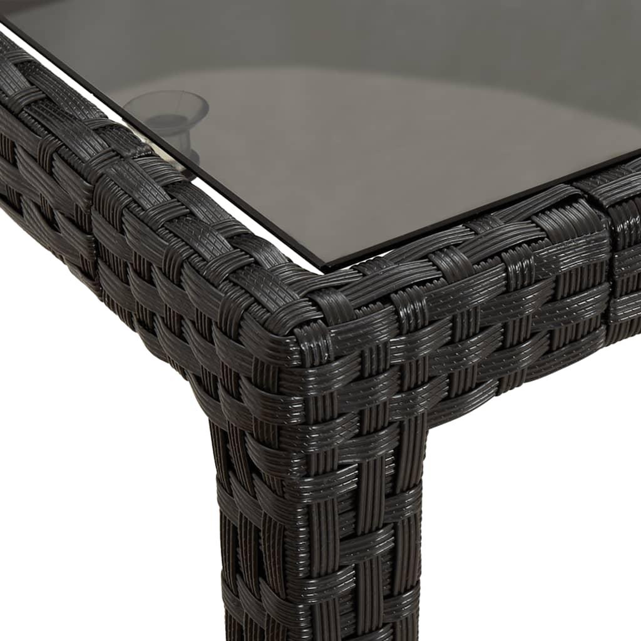 Voir la diapositive 5 : VIDAXL Table de jardin 150x90x75cm Verre trempe et resine tressee Noir