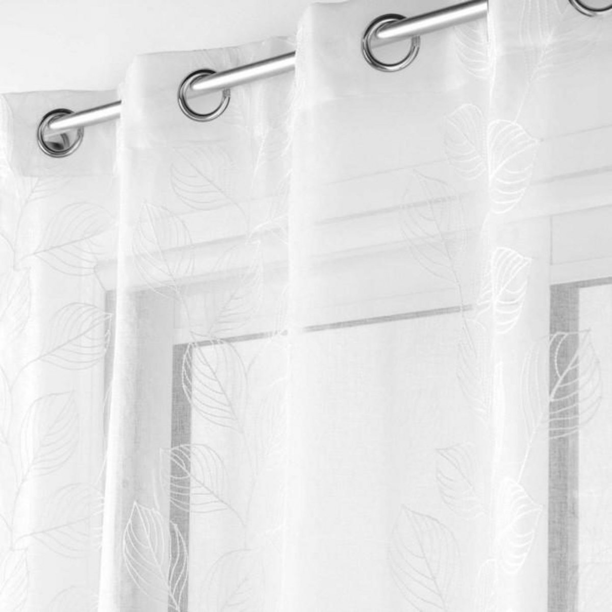 Paris Prix Rideau Voilage à Œillets  Brodé Edenia  140x240cm Blanc