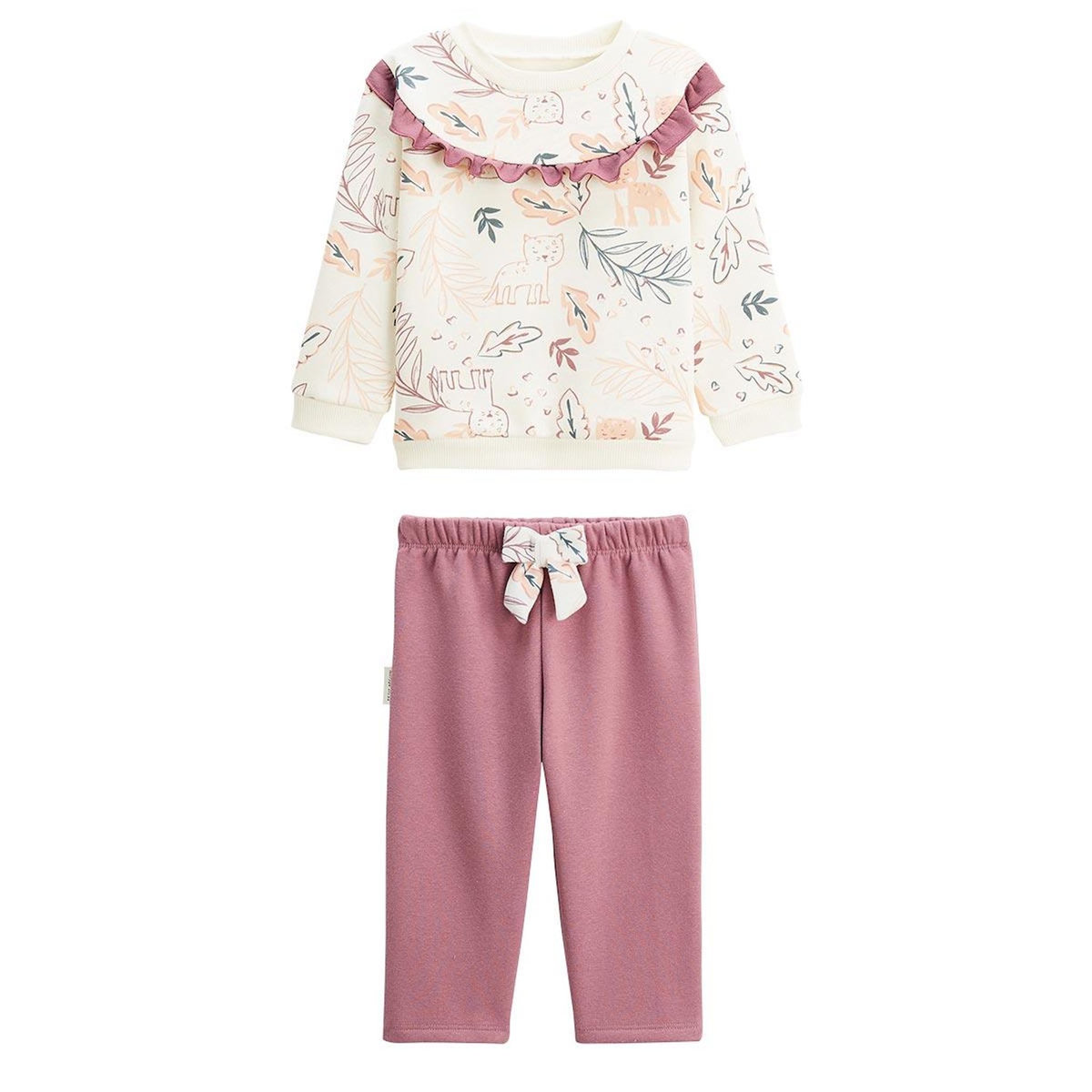 Petit Béguin Ensemble enfant sweat et pantalon en molleton Matcha