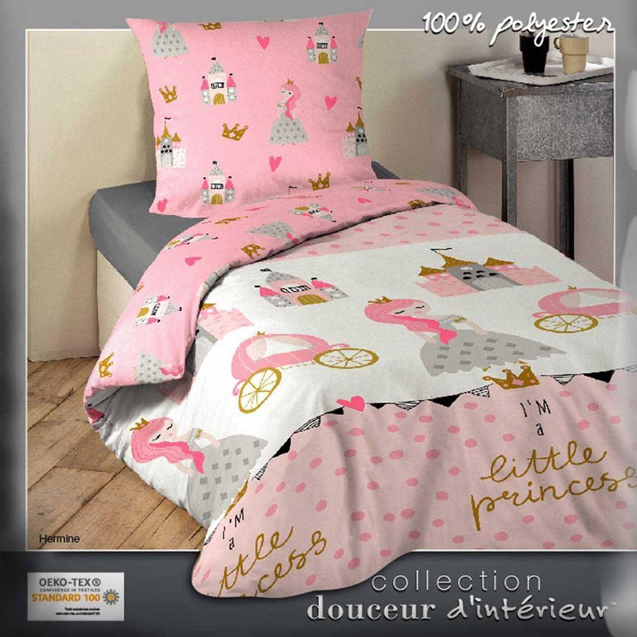 Voir la diapositive 3 : Douceur d'Intérieur Housse de couette enfant 140x200 Hermine + 1 taie microfibre