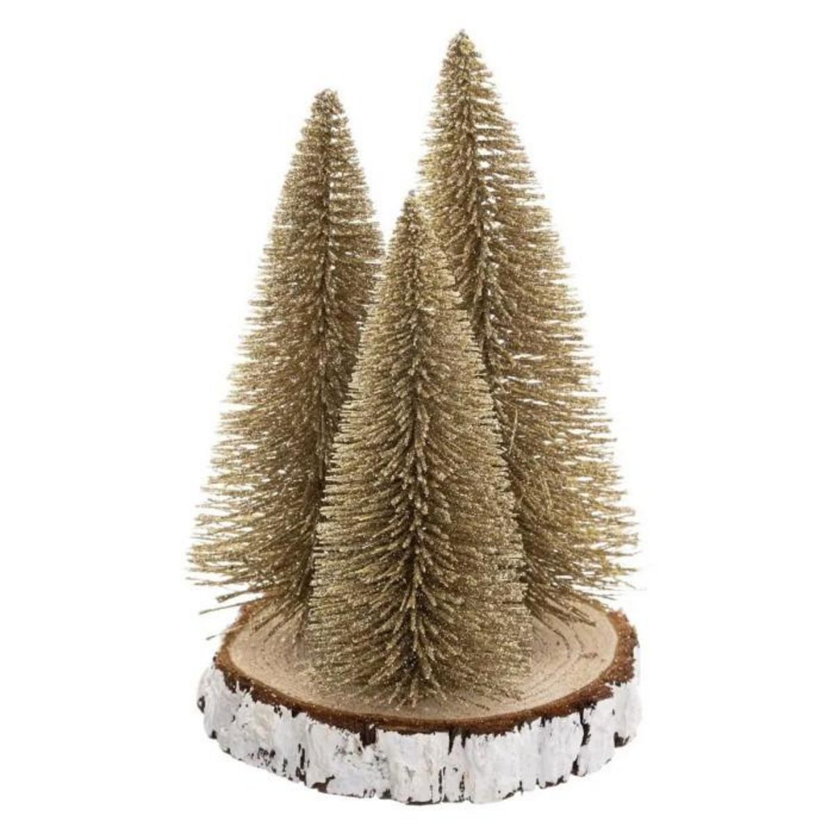 ATMOSPHERA Lot de 3 Sapins de Noël Déco  Rondin  20cm Or