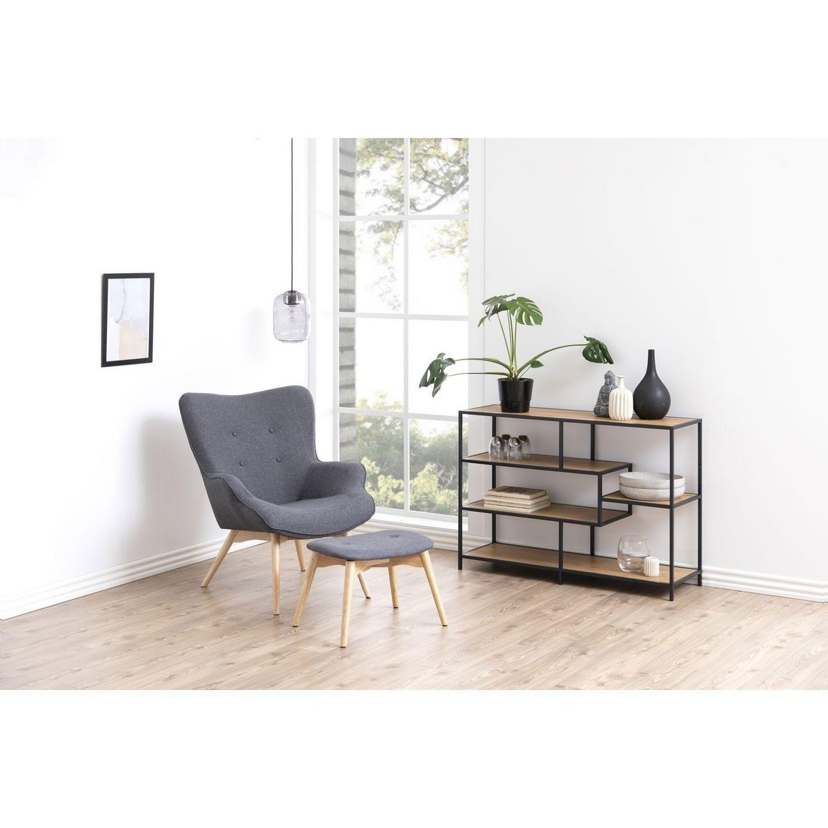 TOILINUX Bibliothèque ouverte Sireine 4 étagères en MDF et métal