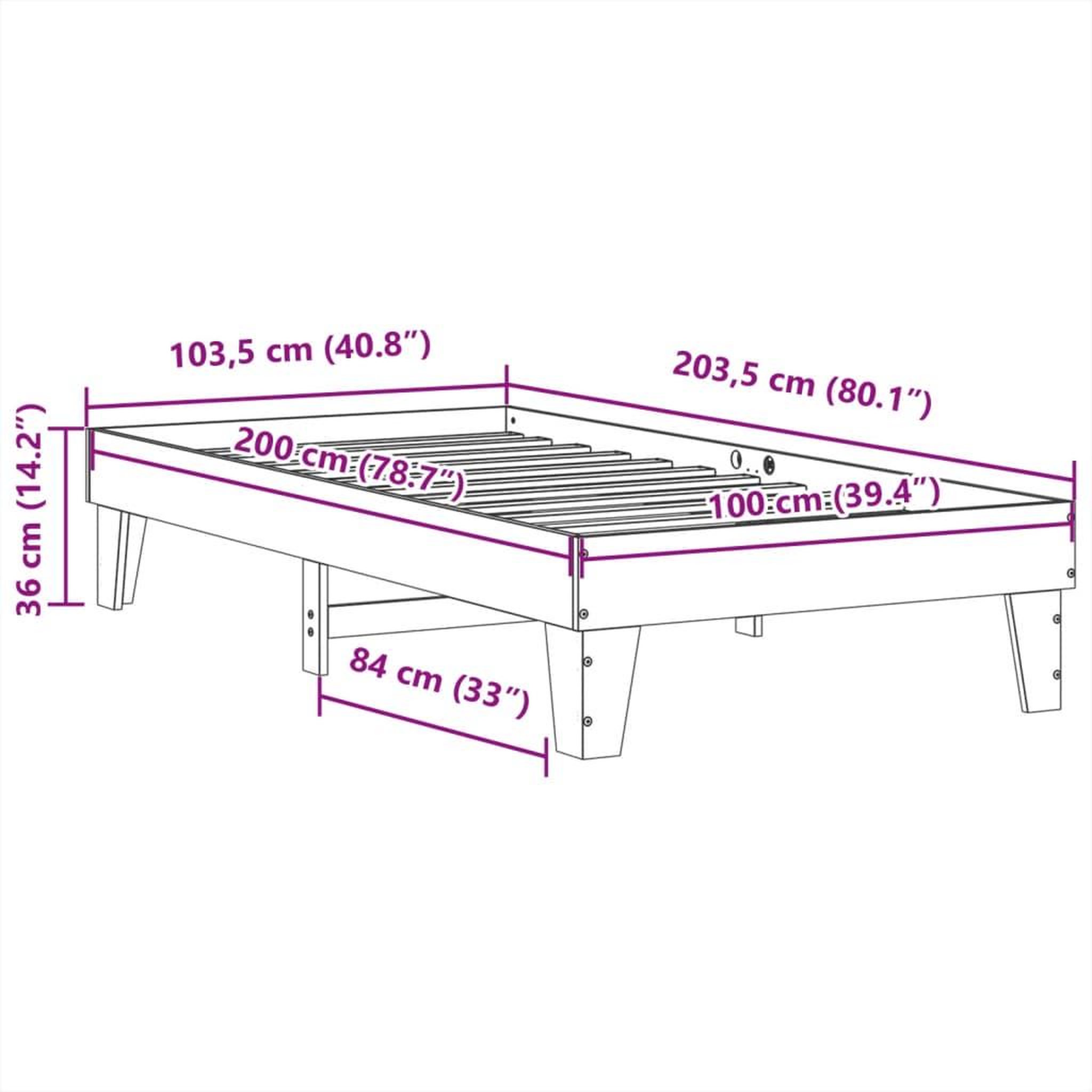 Voir la diapositive 6 : VIDAXL Cadre de lit sans matelas blanc 100x200 cm bois de pin massif