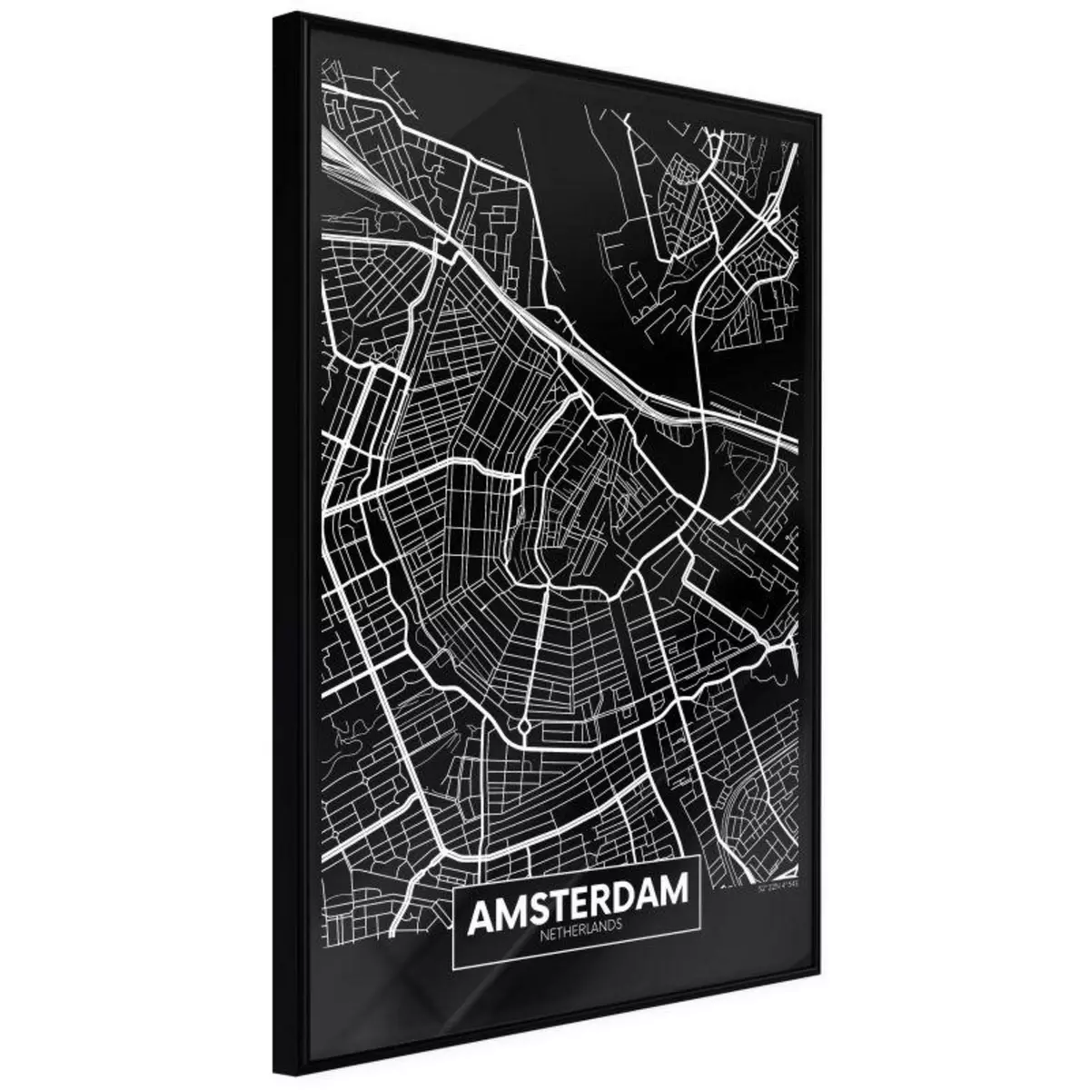 Paris Prix Affiche Murale Encadrée  City Map Amsterdam Dark 