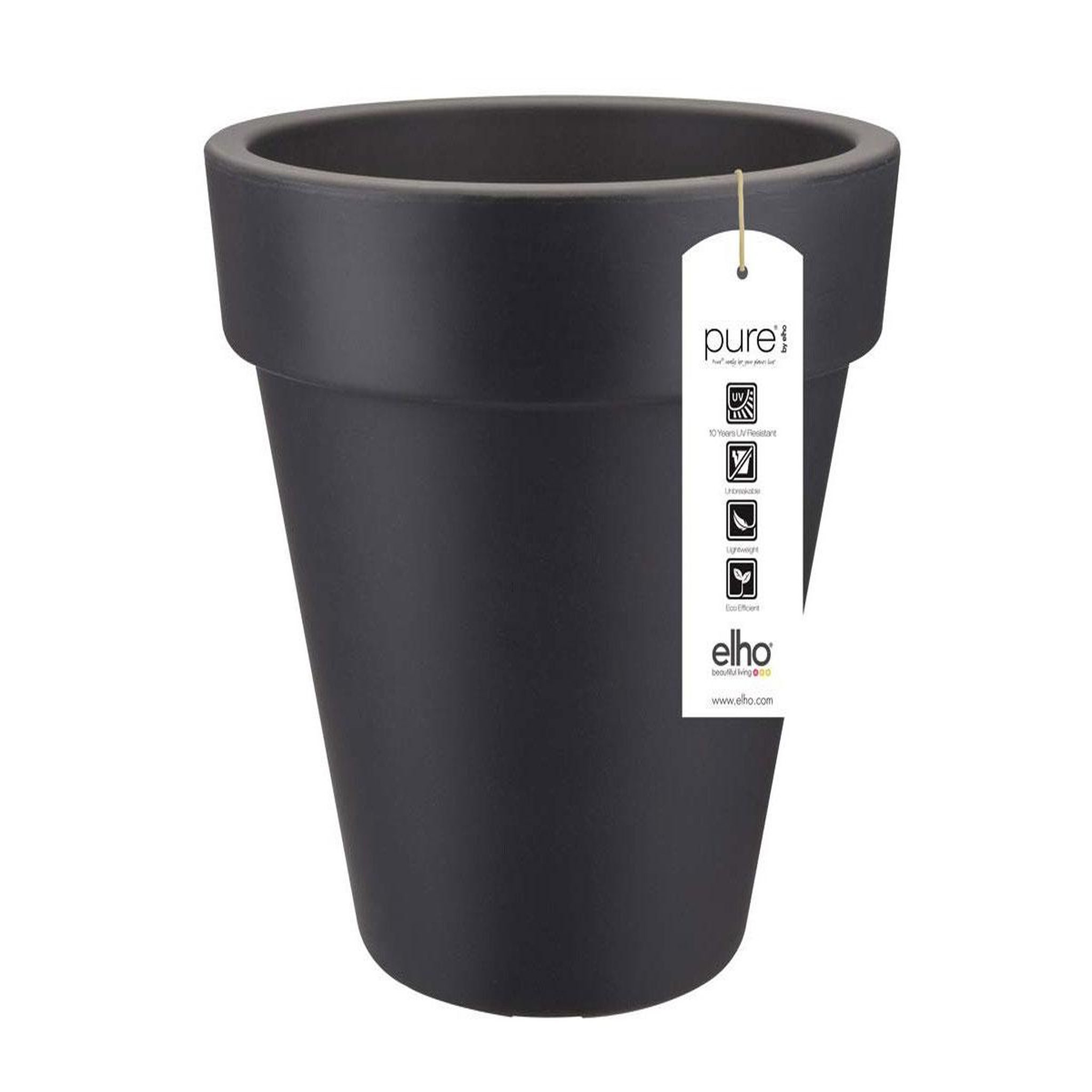 Voir la diapositive 1 : ELHO Pot de fleurs rond Pure Round Ø 50 x H.44 cm - Anthracite