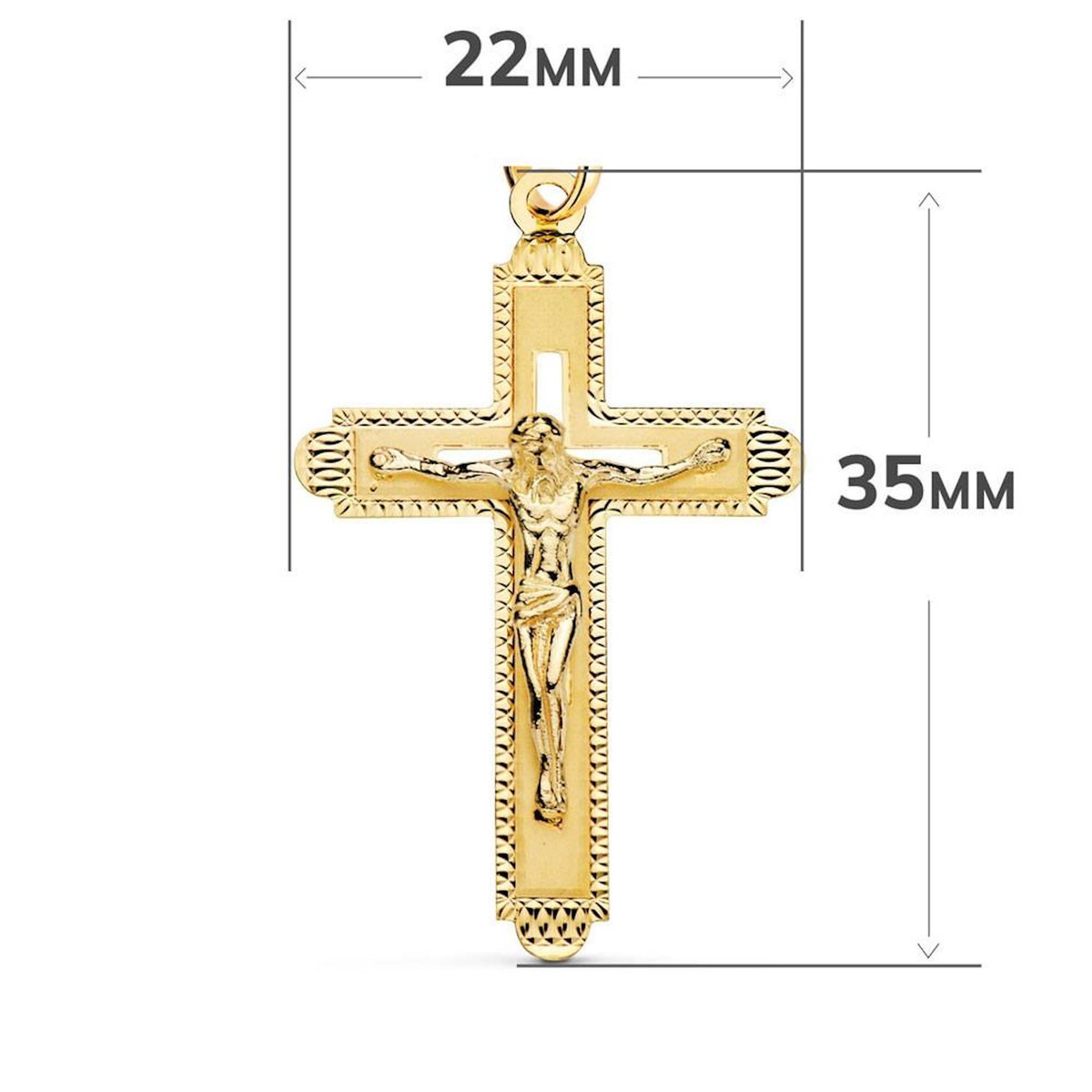 L'ATELIER D'AZUR Pendentif  - Médaille Christ sur la Croix Or 18 Carats 750 Jaune - Chaine Offerte