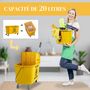 Voir la diapositive 3 : HOMCOM Chariot de ménage chariot de lavage nettoyage professionnel essoreuse latérale seau 20L poignée et serpillère jaune