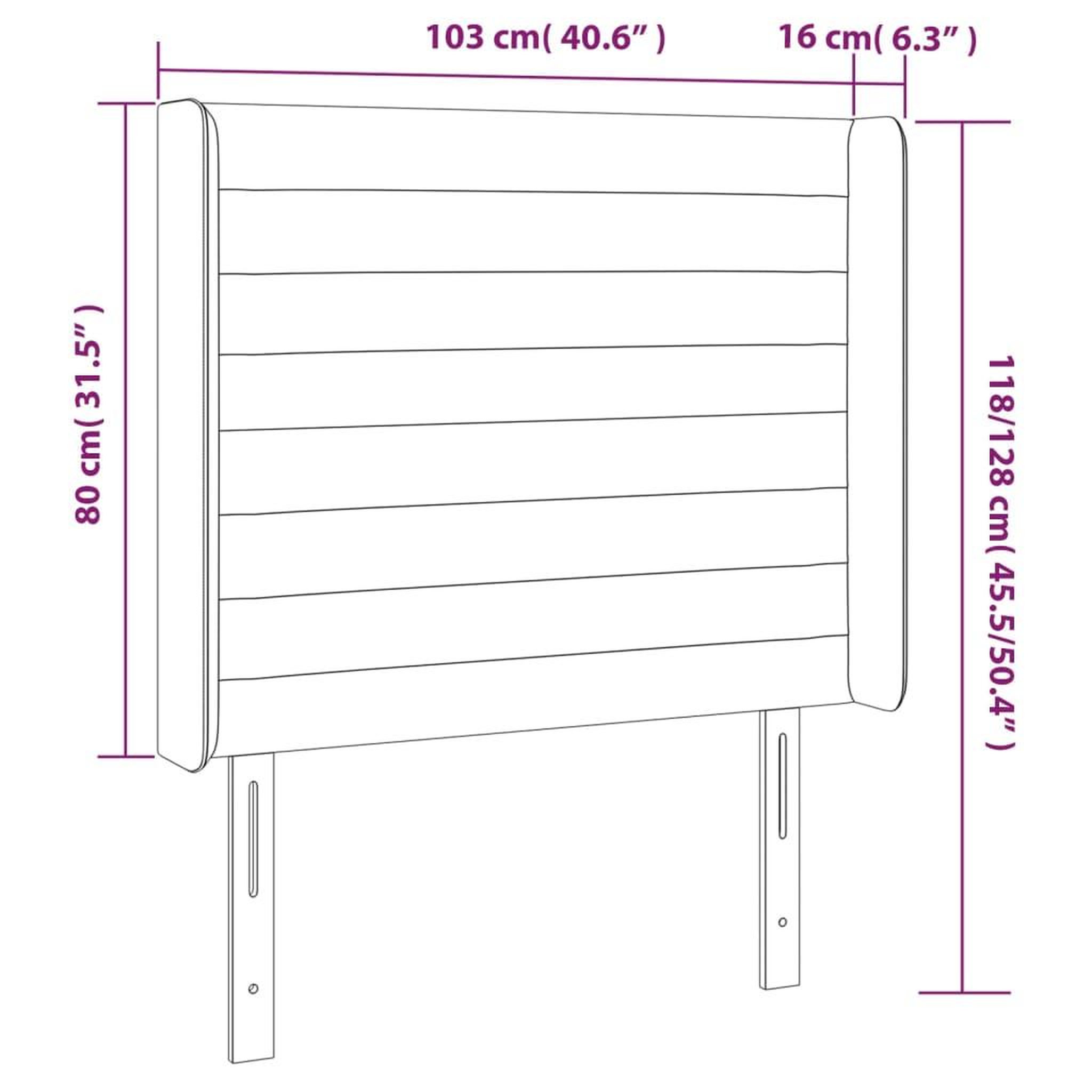 Voir la diapositive 6 : VIDAXL Tete de lit avec oreilles Taupe 103x16x118/128 cm Tissu