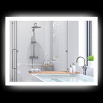 KLEANKIN Miroir mural lumineux LED de salle de bain - 70L x 50l cm - avec 3 couleurs, luminosité réglable interrupteur tactile système antibuée transparent