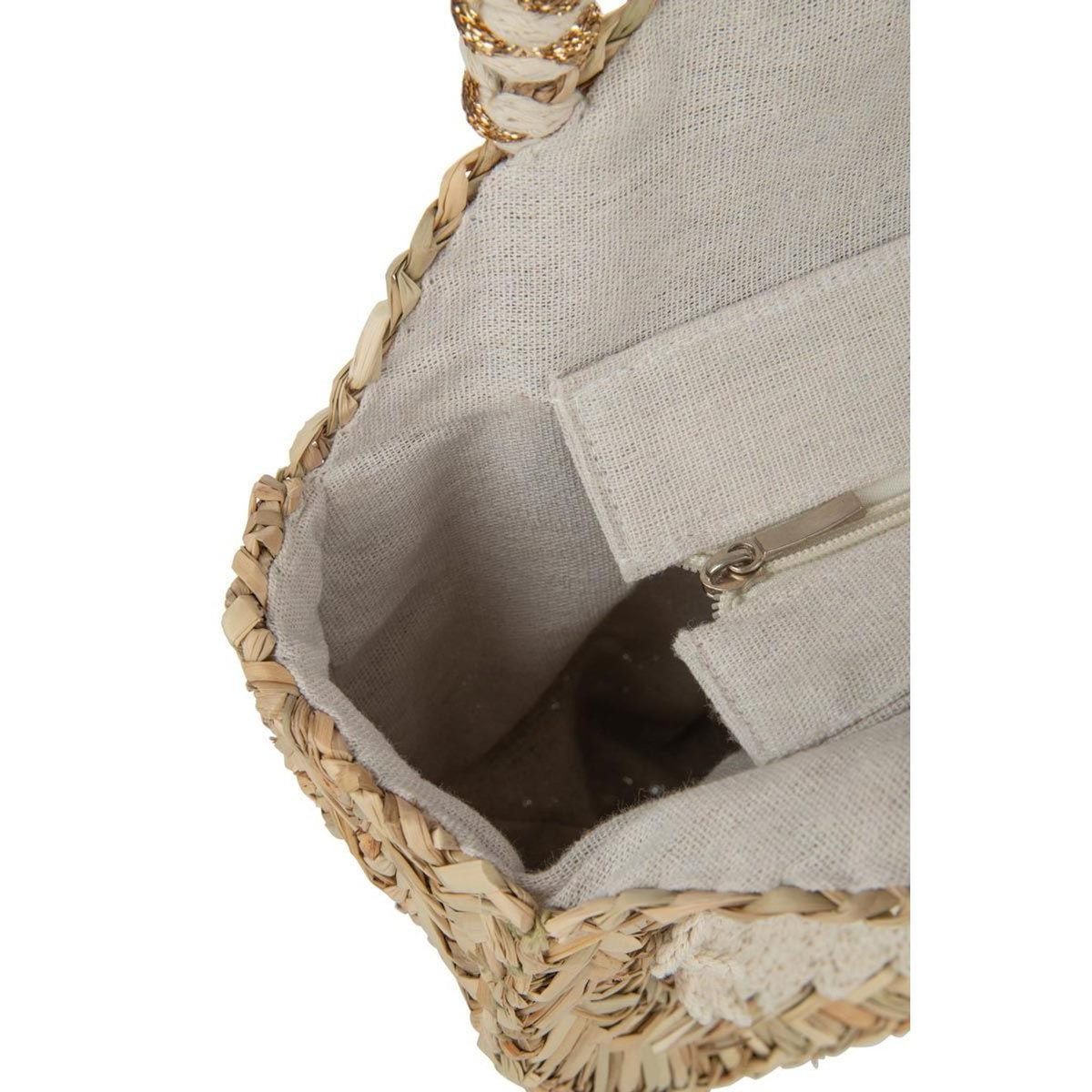 Paris Prix Sac de Plage Rond  Bali Bliss  40cm Naturel & Blanc