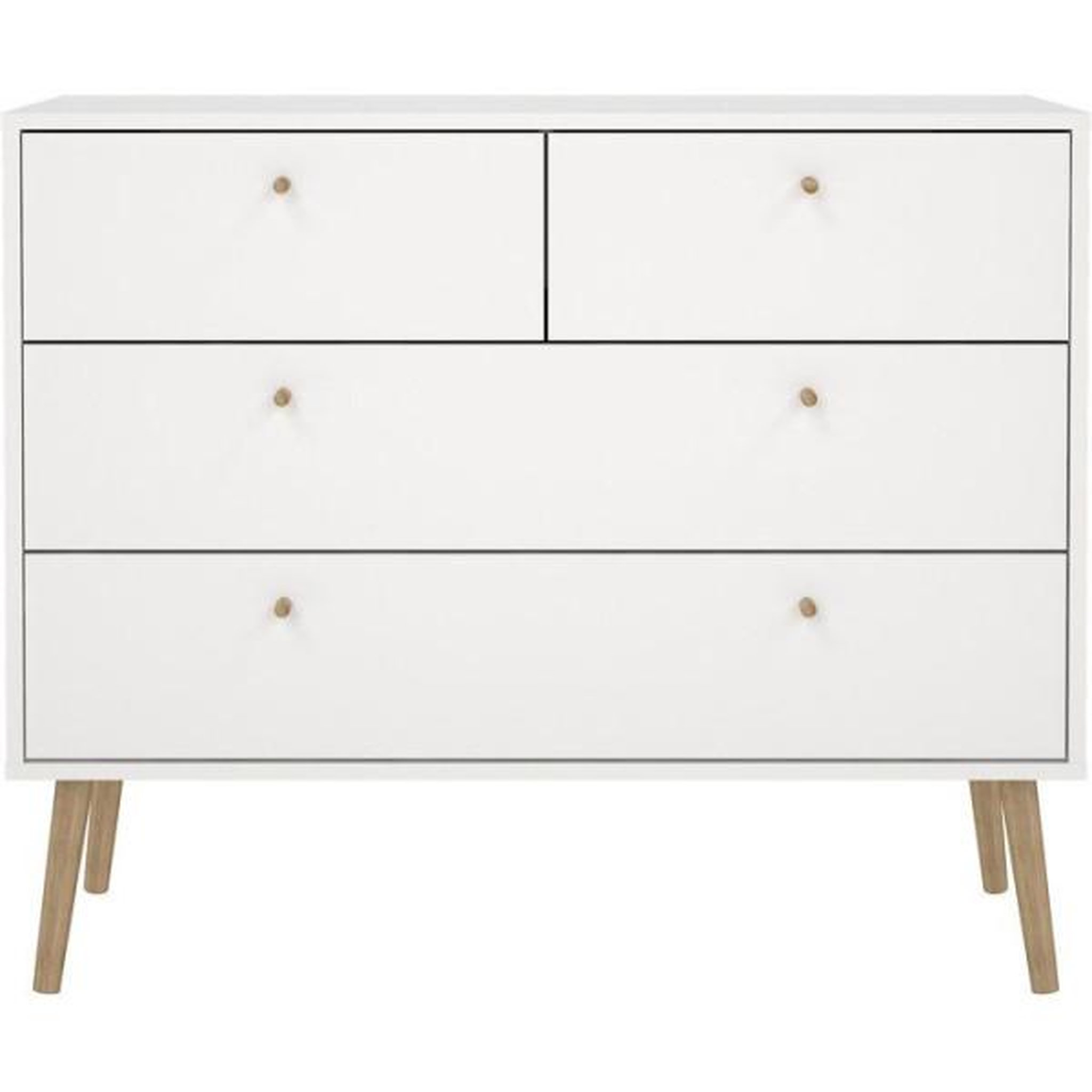 Voir la diapositive 4 : MARKET24 Commode bodo - 4 tiroirs - blanc mat - style scandinave - l98,7 x p39,1 x h81,7 cm