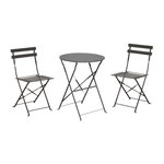Proloisirs Ensemble Guéridon de jardin Cuba Ø 60 cm - grey + 2 Chaises pliante Cuba