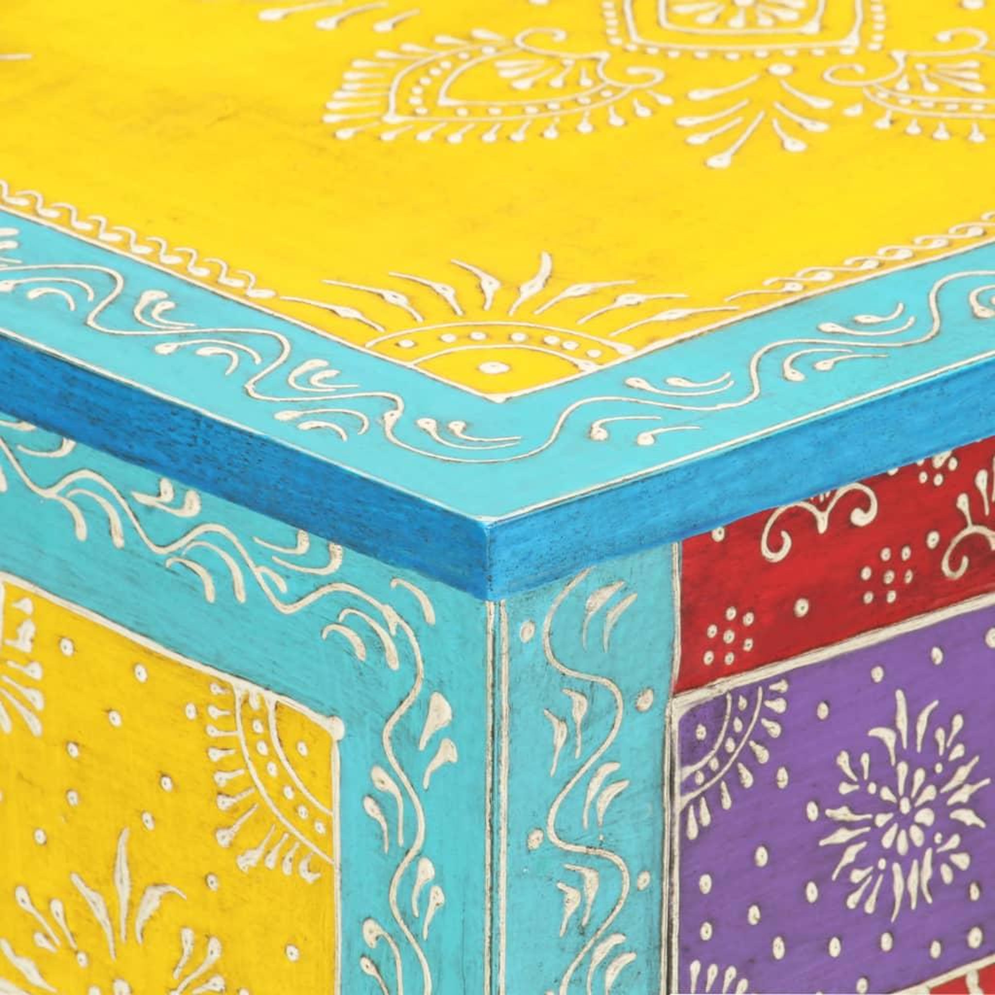 Voir la diapositive 5 : VIDAXL Table de chevet peinte a la main 40x30x50 cm Bois de manguier