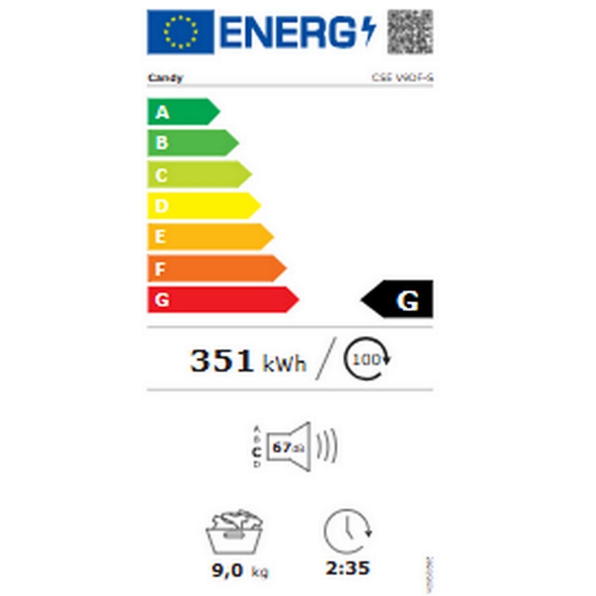 Candy Sèche-linge à évacuation 60cm 9kg - CSEV9DF-S
