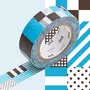 Masking Tape (MT) Masking tape rayé carrés bleu et noir - 1,5 cm x 7 m