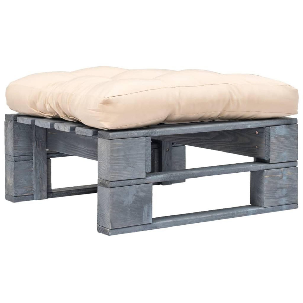 VIDAXL Repose-pied palette de jardin avec coussin en sable gris bois