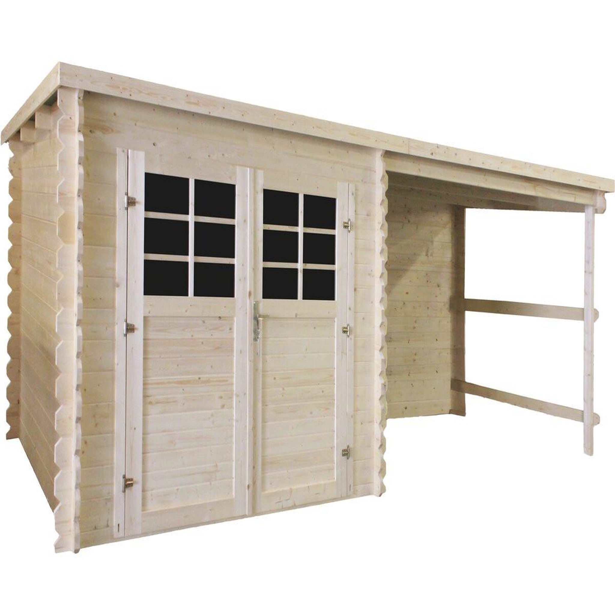 Habitat et Jardin Abri de jardin en bois avec auvent  montval  - 14 m² - 28 mm