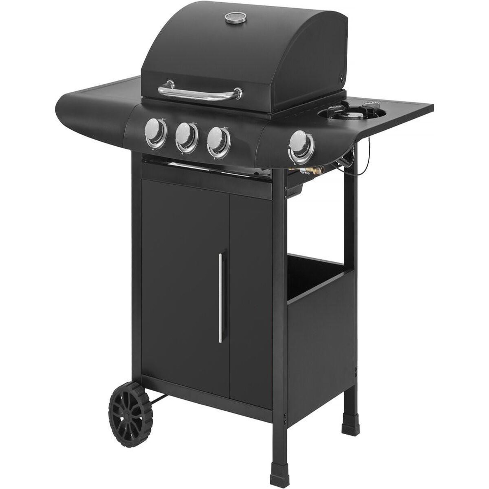 Voir la diapositive 3 : Habitat et Jardin Barbecue gaz  Feria 4  - 4 brûleurs dont 1 latéral - 11.5 kw - Noir
