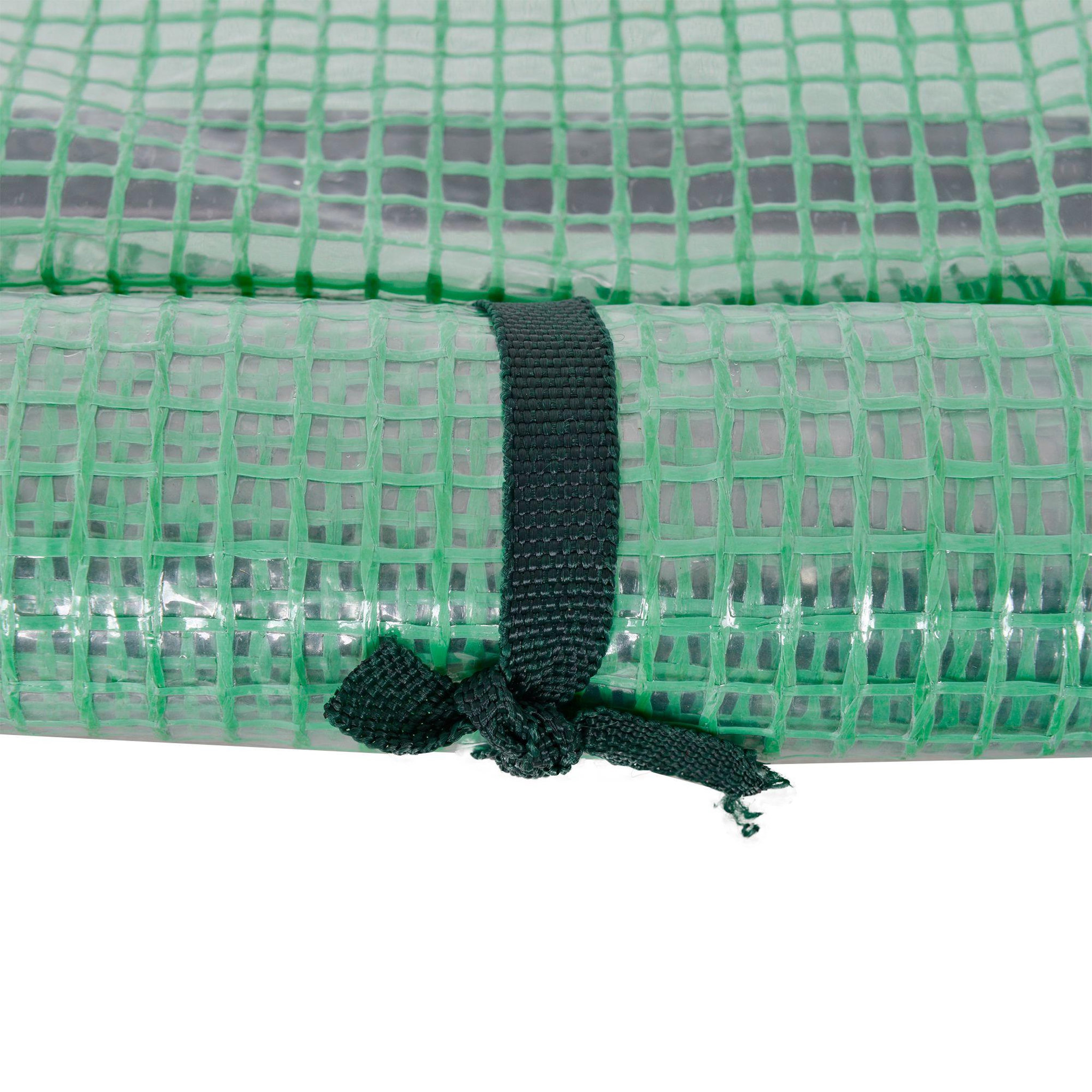 Voir la diapositive 6 : OUTSUNNY Serre de jardin tunnel serre à tomates dim. 2l x 1l x 0,8h m porte zippée enroulable bâche pe acier vert