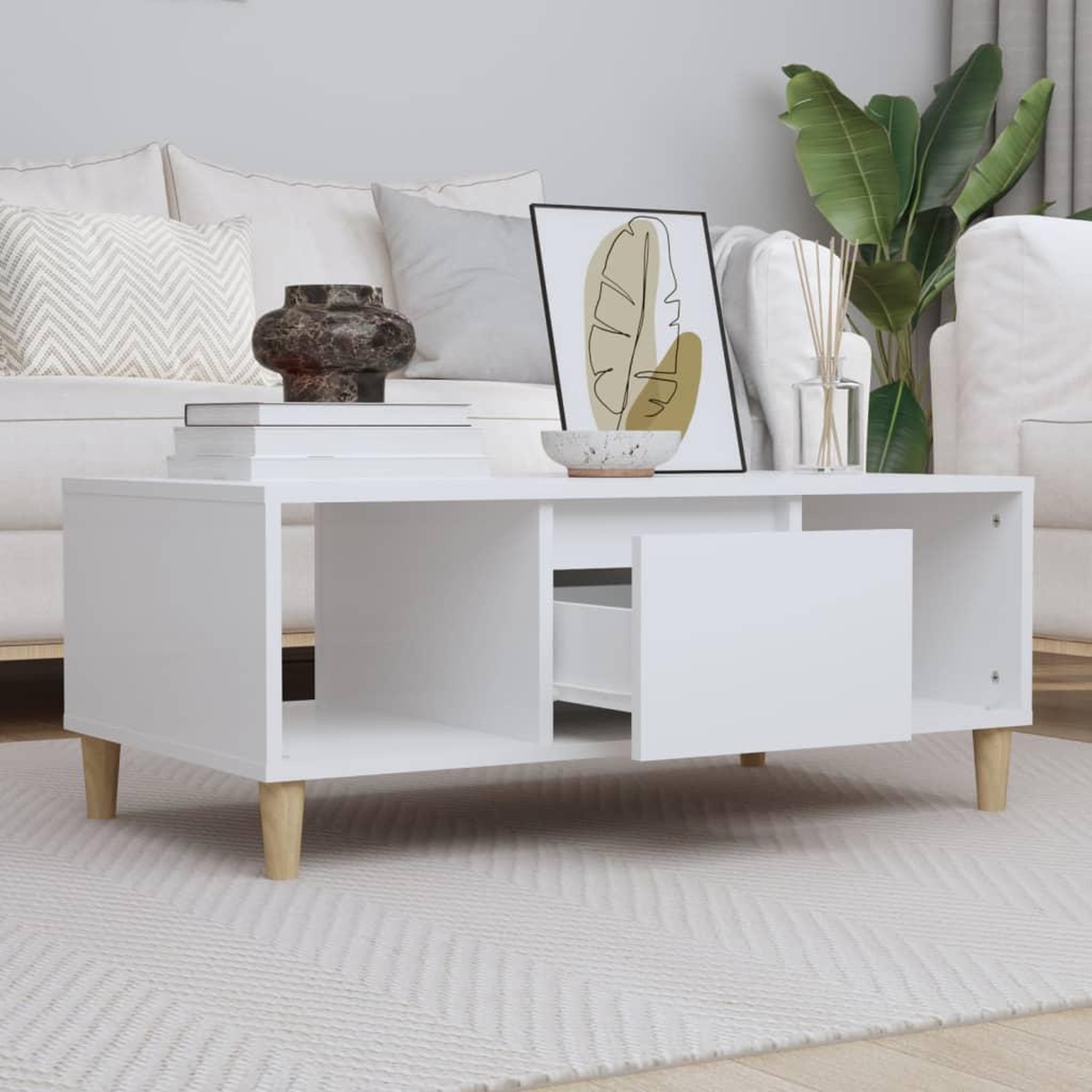 Voir la diapositive 1 : VIDAXL Table basse Blanc 90x50x36,5 cm Bois d'ingenierie