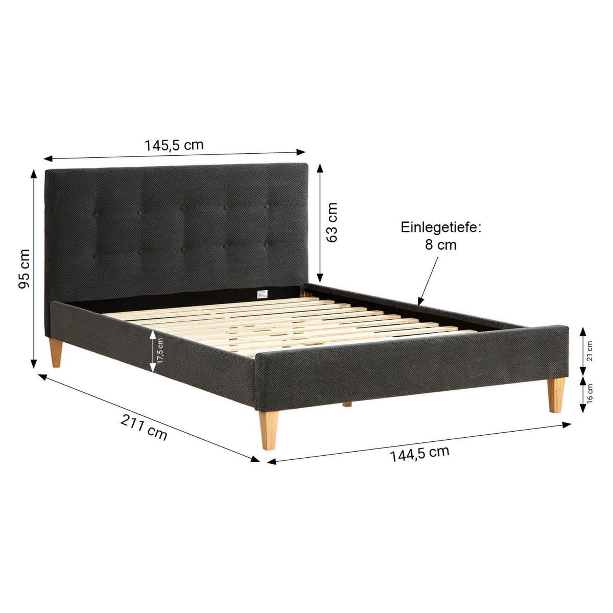 Voir la diapositive 3 : HomeStyle4U Lit double tete de lit velours 140x200 gris