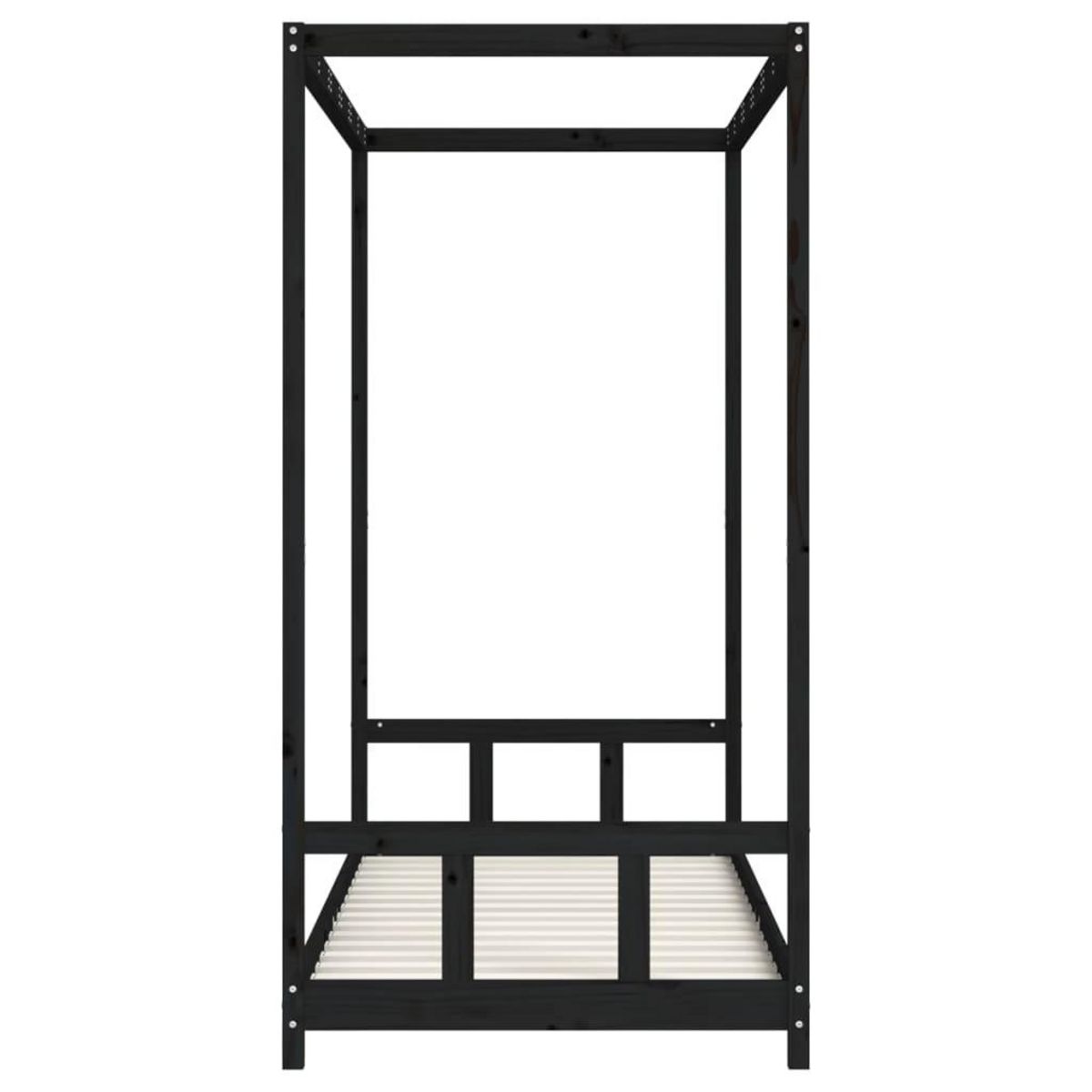VIDAXL Cadre de lit pour enfants noir 90x200 cm bois de pin massif