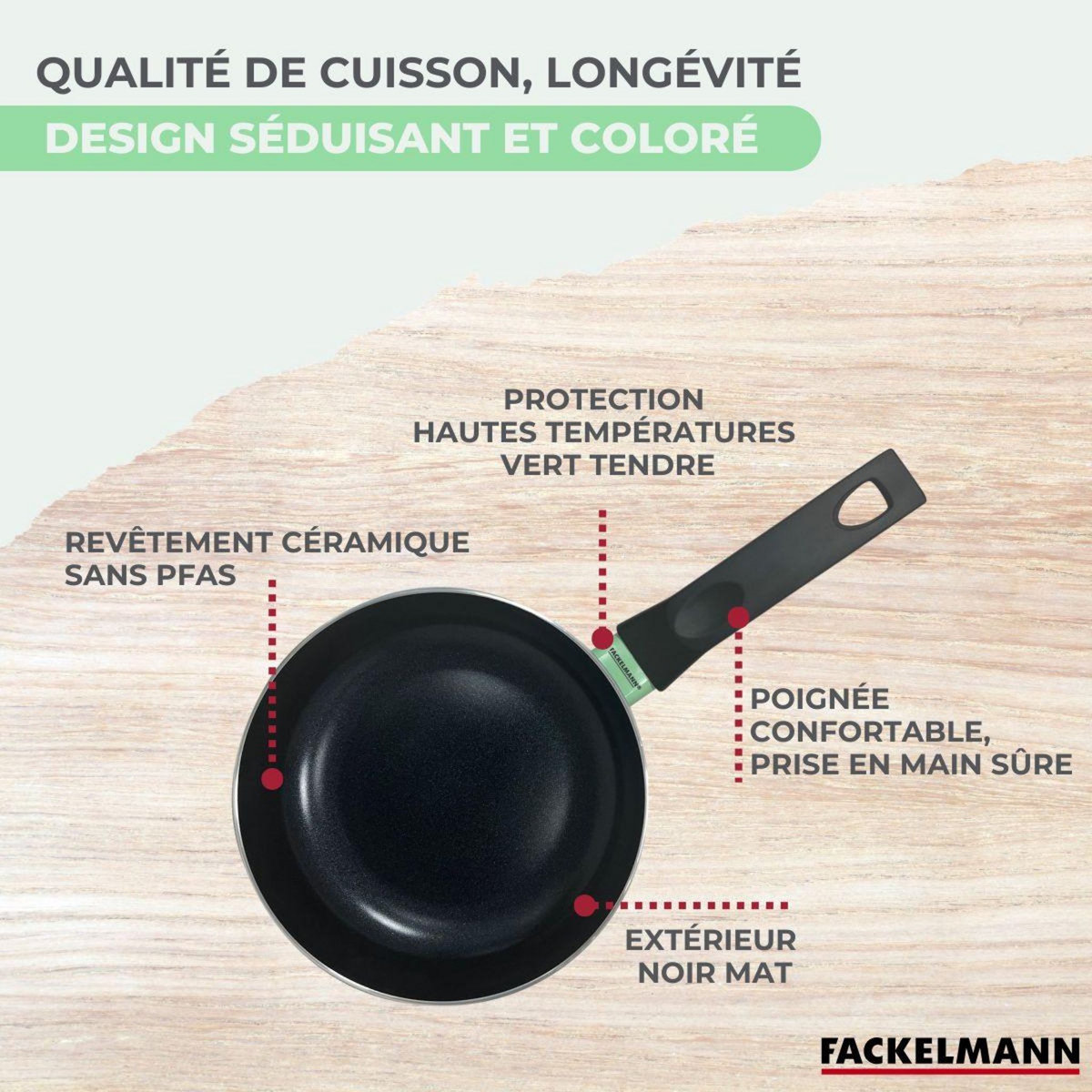 Fackelmann Ensemble de 1 poêle de 30 cm et 3 casseroles 16, 18 et 20 cm Fackelmann Brandao