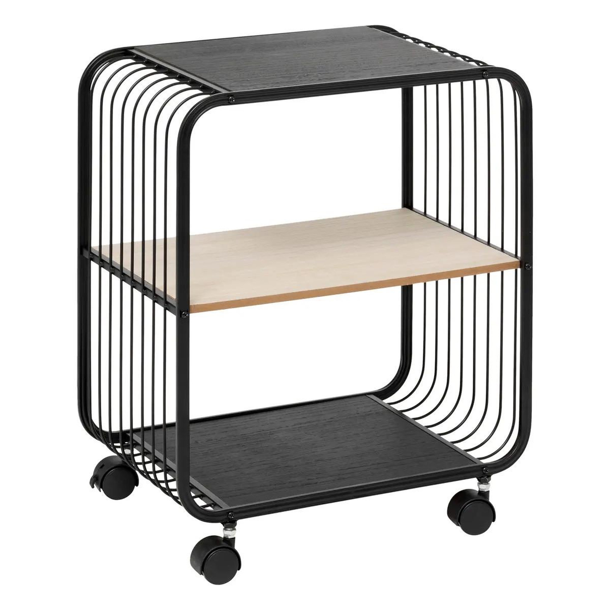 FIVE Étagère à roulettes 2 niveaux  bert  53cm noir
