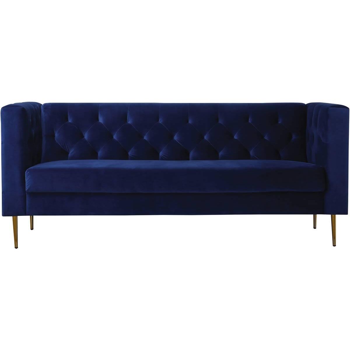 Habitat et Jardin Canapé fixe en velours  Bruce  - 196 x 76 x 82 cm - 3 places - Bleu foncé