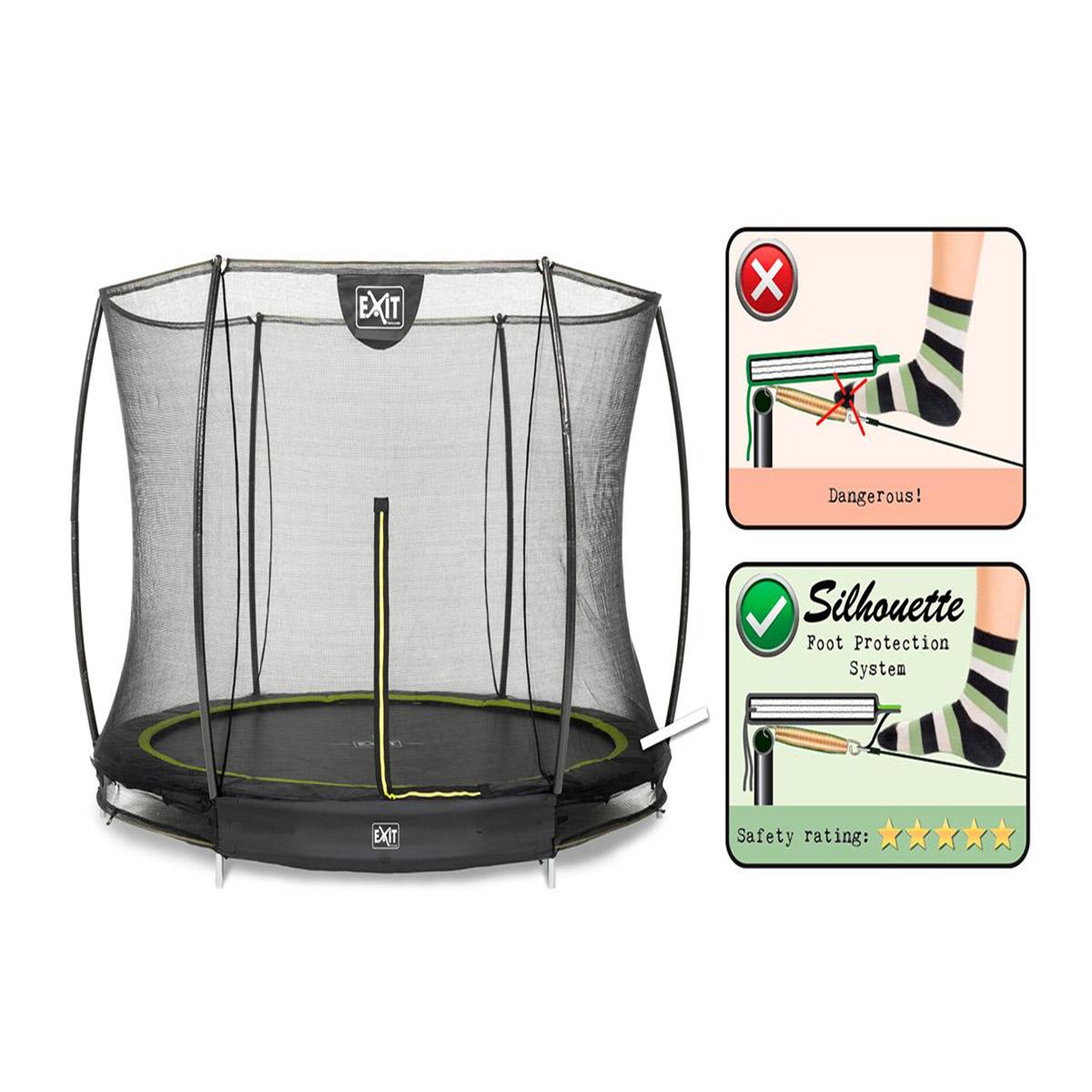 Voir la diapositive 6 : EXIT TOYS Trampoline enterré Silhouette Ø 3,66 m avec filet de sécurité Noir - Exit Toys