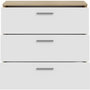Voir la diapositive 3 : MARKET24 Commode BASJANA - 3 tiroirs - Décor chene sonoma et blanc mat - L80,2 x P41,3 x H75,8 cm
