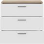 Voir la diapositive 3 : MARKET24 Commode BASJANA - 3 tiroirs - Décor chene sonoma et blanc mat - L80,2 x P41,3 x H75,8 cm